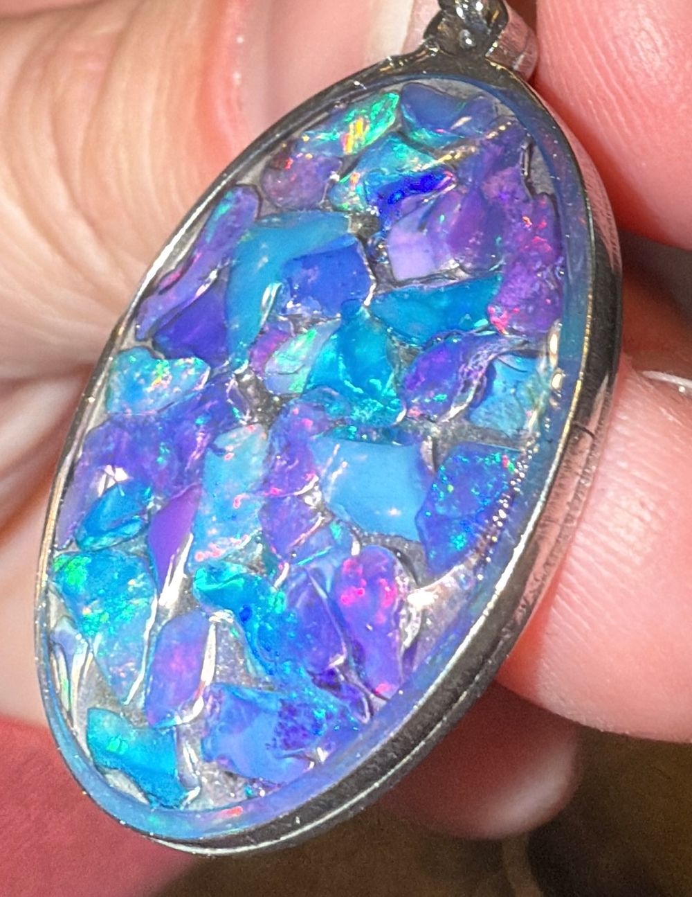 Light Blue & Purple Opal Fragment Necklace