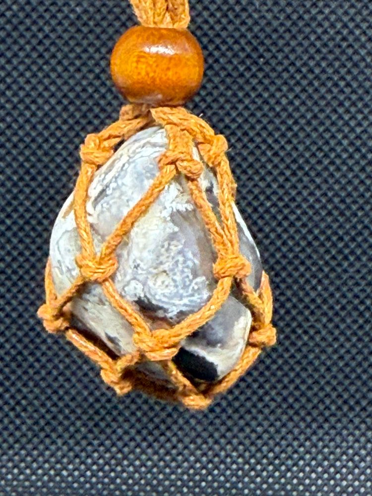 Grey/Blue Chalcedony Keychain