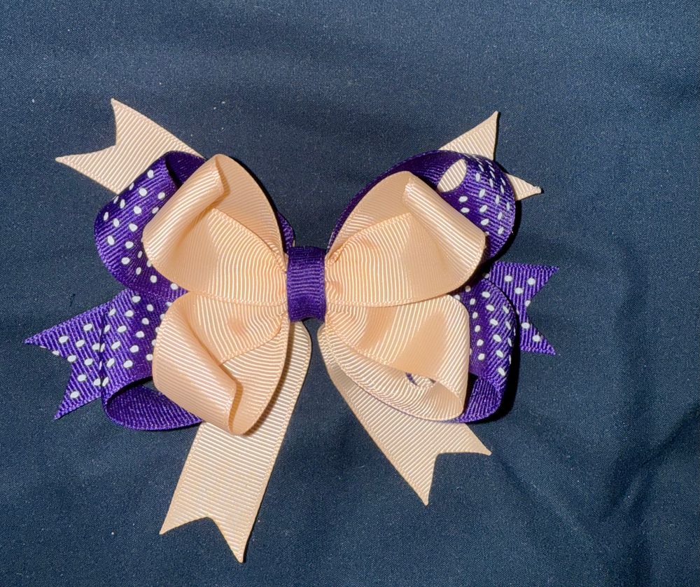 Purple & Peach Double Layer Twisted Bow