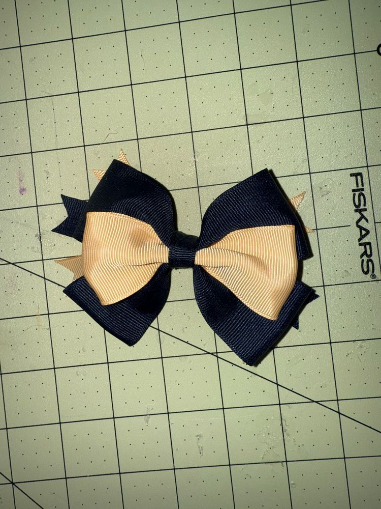 Navy Blue & Gold Basic Bow