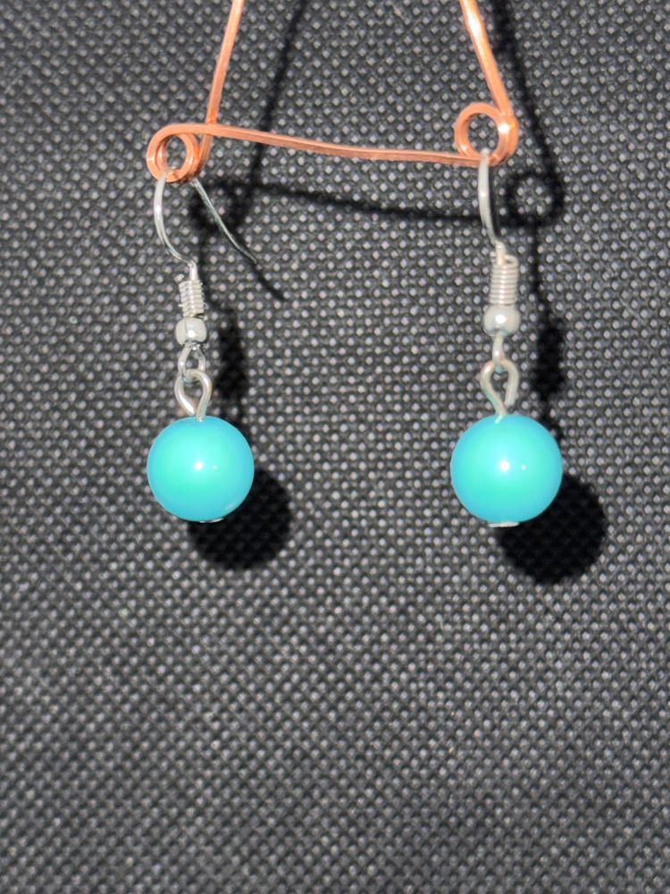 Light Blue Sphere Dangle Earrings