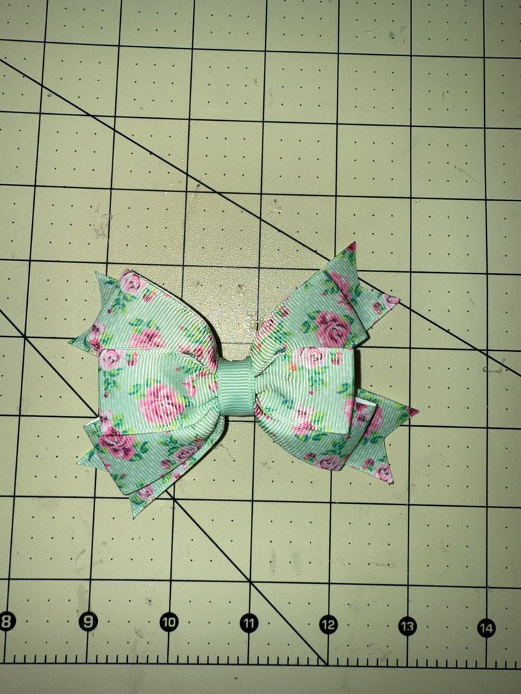 Mint Green with Rose Print Basic Bow