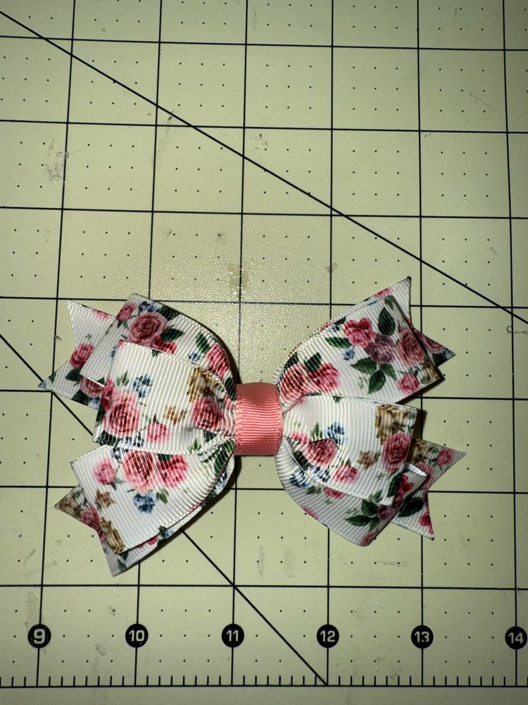 Cream with Rose Print Basic Bow