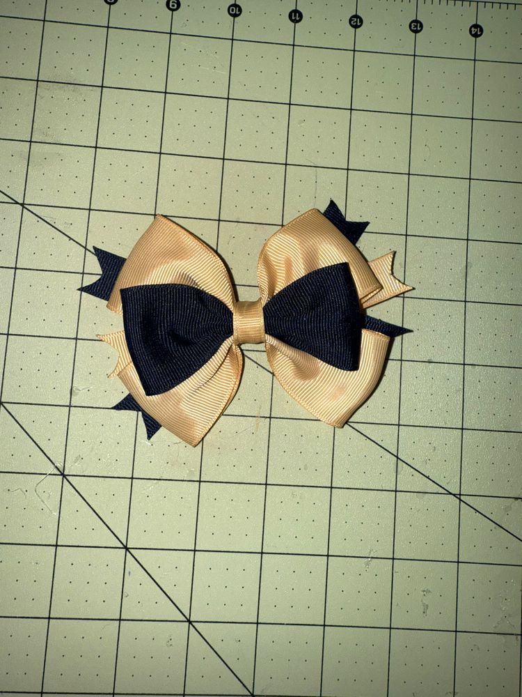 Gold & Navy Blue Basic Bow